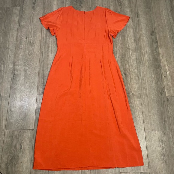 Madewell Britt V Neck Flutter Sleeve Chic Midi Summer Dress US Women's 16 New - Picture 4 of 7